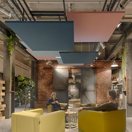 Controsoffitto in lana di vetro - SOLO™ TEXTILE - Saint-Gobain Ecophon - in pannelli / ad isola / per ufficio