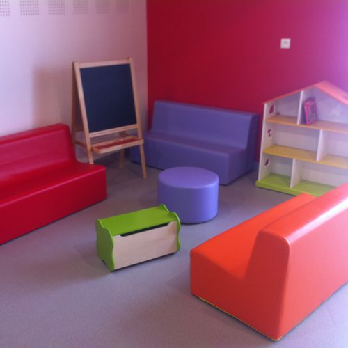 Pouf contemporaneo - CYLINDRICAL  - Modugame - MG Sport - in ecopelle / in espanso / tondo