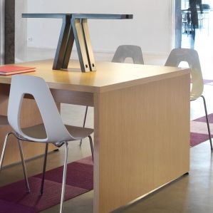 Tavolo da lavoro contemporaneo - MAGISTEO - DPC - in legno / con supporto in legno / quadrato