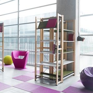 Scaffale contemporaneo - MAJEO - DPC - in legno / per biblioteca / contract