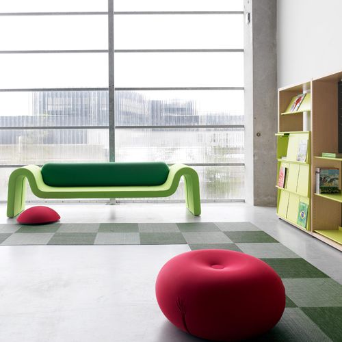 Divanetto imbottito design originale - HIGHWAY - DPC - in tessuto / in metallo / contract