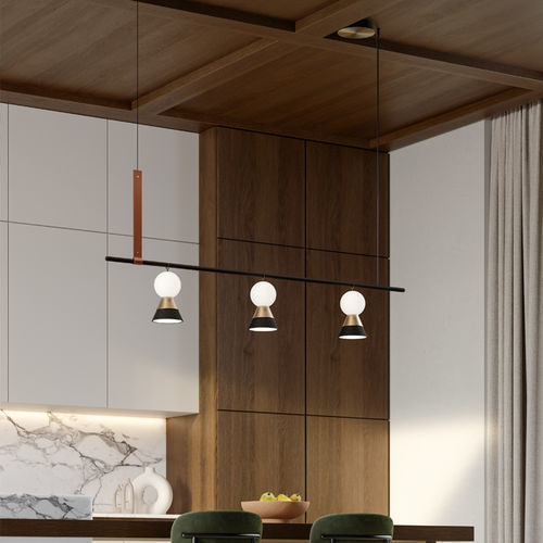 Lampada a sospensione - BŌZU S3 LN - Masiero - in metallo / in pelle / contemporanea