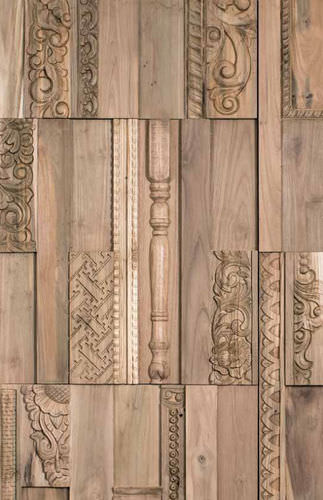 Pannello decorativo da parete - PX TEAK RECLAIMED NATURAL BROWN COVERING - Oscar Ono | Wood Manufacture - in legno / in legno massiccio / testurizzato
