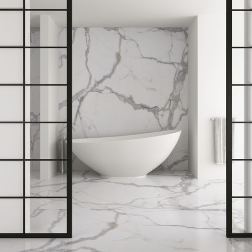 Piastrella in gres porcellanato - TECHLAM® : KALOS BIANCO - Levantina - levigata / da interno / da esterno