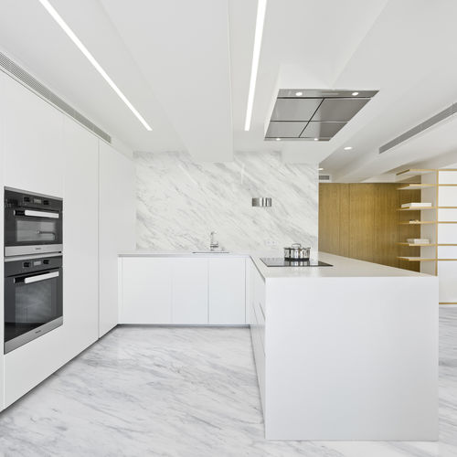 Piano di lavoro in gres porcellanato - TECHLAM® : BASIC ICE - Levantina - in pietra naturale / da cucina / bianco