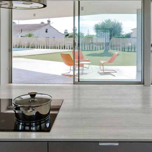 Piano di lavoro in gres porcellanato - BLAZE GREY - Levantina - da cucina / grigio / levigato