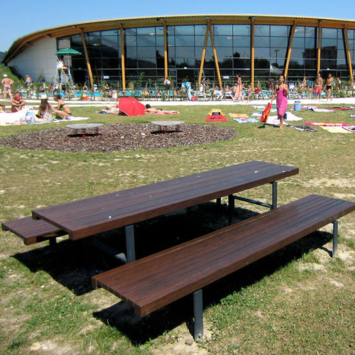 Tavolo da picnic contemporaneo - LINEATAVOLO - Euroform K. Winkler GmbH - in legno di latifoglie / con supporto in acciaio galvanizzato / rettangolare