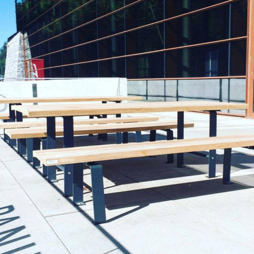 Tavolo da picnic contemporaneo - ZETA - Euroform K. Winkler GmbH - in legno di latifoglie / con supporto in acciaio galvanizzato / rettangolare