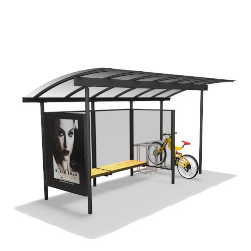 Pensilina per fermata d'autobus in metallo - COMBI BUS - Euroform K. Winkler GmbH - in policarbonato / galvanizzata / con panchina