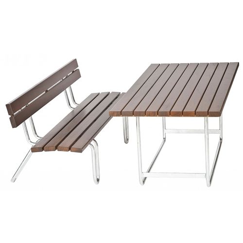 Tavolo da picnic contemporaneo - MINI - Euroform K. Winkler GmbH - in legno di latifoglie / con supporto in acciaio galvanizzato / rettangolare