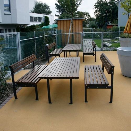 Tavolo da picnic contemporaneo - QUATTRO - Euroform K. Winkler GmbH - in legno di latifoglie / con supporto in acciaio galvanizzato / rettangolare