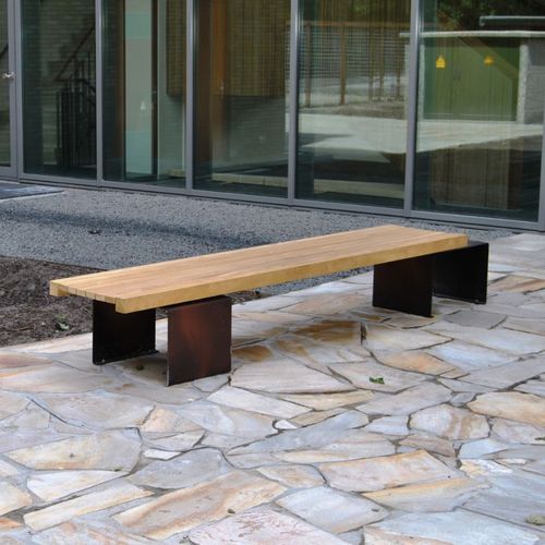 Panca per spazi pubblici contemporanea - LINEA 387 LIGHT - Euroform K. Winkler GmbH - in legno di latifoglie / in acciaio galvanizzato / in lamiera d'acciaio