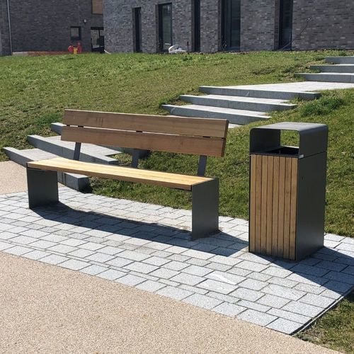 Portarifiuti pubblico - NEO - Euroform K. Winkler GmbH - da appoggio / in legno di latifoglie / in acciaio