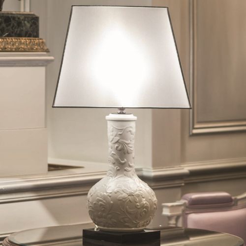 Lampada da tavolo - CHARME - Le Porcellane - in tessuto / in porcellana / classica