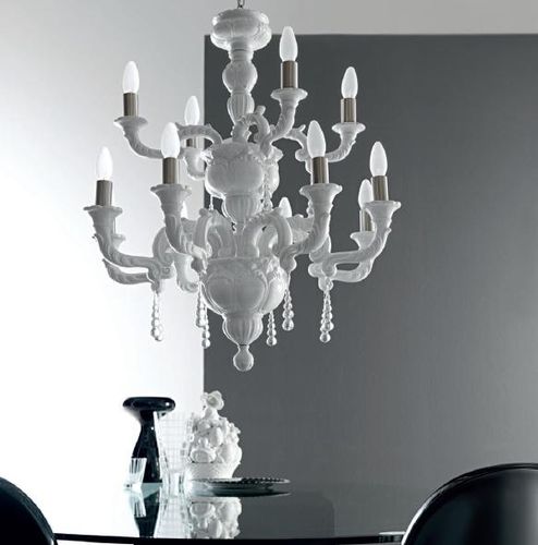 Lampadario in stile - CAPODIMONTE - Le Porcellane - in seta / in porcellana / a candelabro