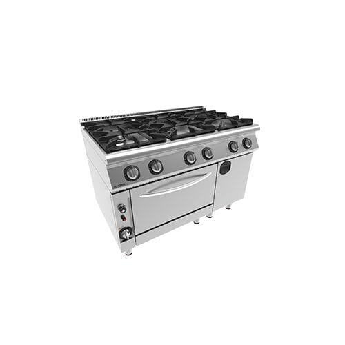 Blocco cottura a gas - 7KG 33 - INOKSAN - 6 fuochi / 1 forno / in acciaio inossidabile