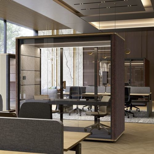 Ufficio POD acustico - CERENE MEET - Ahrend - modulabile / con porta vetrata / USB