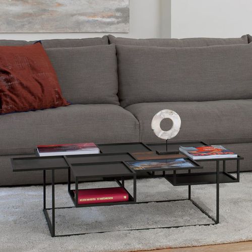 Tavolino basso contemporaneo - VANITY - Linteloo - in MDF / con supporto in acciaio termolaccato / con contenitore