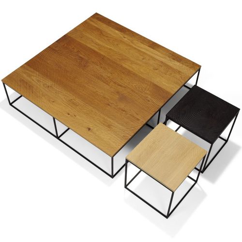 Tavolino basso contemporaneo - LOG - Linteloo - in rovere / con supporto in acciaio termolaccato / quadrato