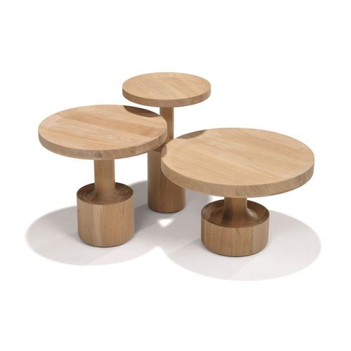 Tavolino basso contemporaneo - KIGI - Linteloo - in rovere / con supporto in quercia / rotondo