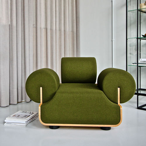 Poltrona contemporanea - MVPHE - spectrumdesign - in tessuto / in legno / blu