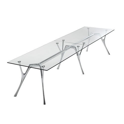 Tavolo contemporaneo - PEGASO INFINITO  - Caimi Brevetti SpA - in vetro temprato / con supporto in alluminio / rettangolare