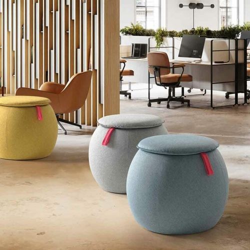 Pouf contemporaneo - SNOWPOUF - Caimi Brevetti SpA - in tessuto / tondo / imbottito