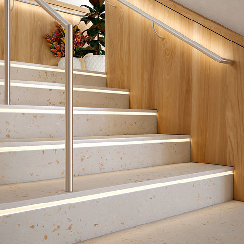 Profilo per gradini in alluminio anodizzato - Novopeldaño Eclipse® Aura - EMAC - con profilo illuminato a LED
