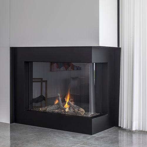 Camino a gas - AVENUE MF 1050-75 GHE 2S - Metalfire Architectural fireplaces - da incasso / ad angolo / a 2 facciate