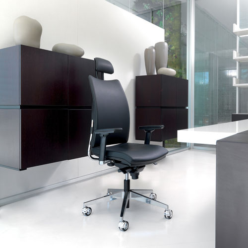 Poltrona direzionale contemporaneo - OVERTIME - LUXY - a rete / in pelle / in metallo