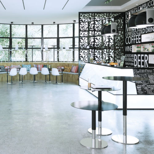 Tavolo da bistrot contemporaneo - INCOLLECTION : INTONDO - LUXY - in acciaio inossidabile / in HPL / in MDF