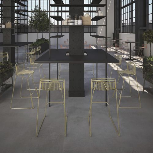 Sgabello da bar contemporaneo - RIBELLE - LUXY - con supporto in acciaio / con poggiapiedi / impilabile