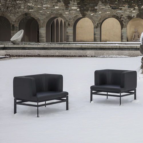 Poltrona contemporanea - PONTE - LUXY - in pelle / in metallo / imbottita