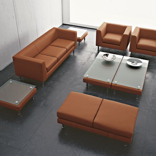 Divano contemporaneo - CUBE - LUXY - in pelle / marrone / per uso contract