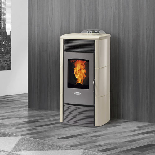 Stufa a pellet - S7 - FAIR srl - 12 kW / contemporanea / in acciaio