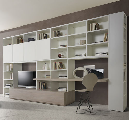 Parete attrezzata TV contemporaneo - G402  - GIESSEGI - in legno laccato / in olmo