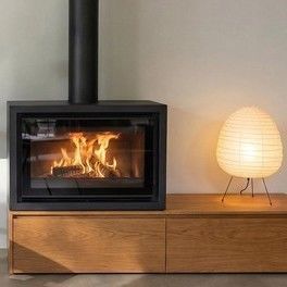 Stufa a legna - AERA - Rüegg Cheminée Schweiz AG - da appoggio / centrale / design minimalista