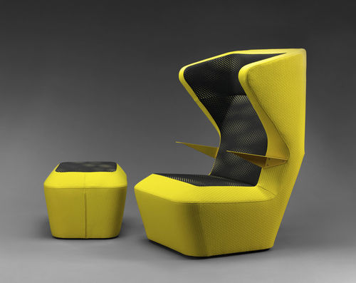 Poltrona visitatore design originale - FUGA - mminterier - in tessuto / a orecchioni / a schienale alto