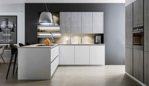 Cucina contemporanea - MAHLZEIT LESS IS MORE - rational einbaukuechen - impiallacciata in legno / in legno laccato / a L