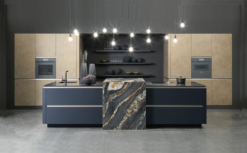 Cucina contemporanea - ATMOS INDIGO - rational einbaukuechen - in legno laccato / in melaminico / con isola