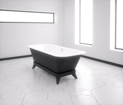 Vasca da bagno con piedi - ALFA ESSENTIAL 175x75 + PIES DECO - HIDROBOX by absara - in Solid Surface / bianca / nera