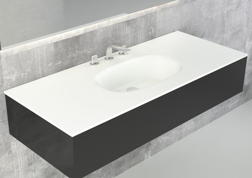 Lavabo da incasso - FLOW 1S - HIDROBOX by absara - in Solid Surface / con specchio regolabile / ovale