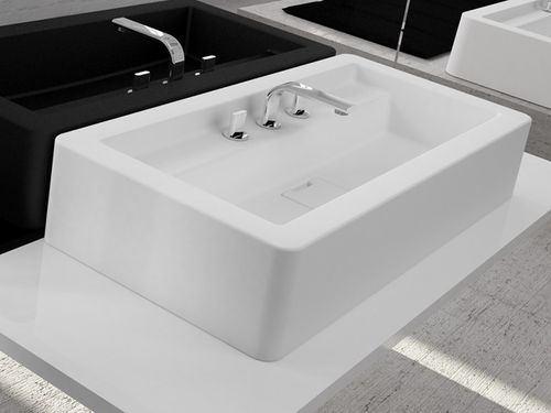 Lavabo da appoggio - GLOBAL - HIDROBOX by absara - in composito / con specchio regolabile / rettangolare