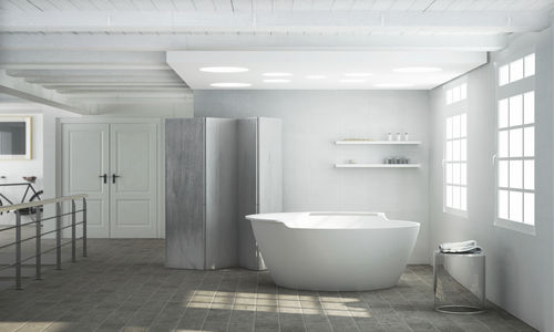 Vasca da bagno rotonda - BETA ESSENTIAL V5 D150 - HIDROBOX by absara - da appoggio / in Solid Surface / idromassaggio