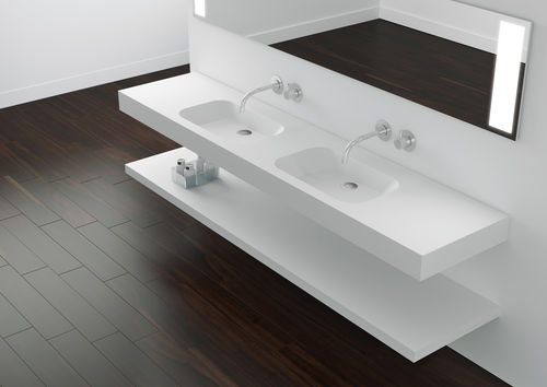 Lavabo sospeso - CODE 2S - HIDROBOX by absara - in Solid Surface / con piano integrato / rettangolare