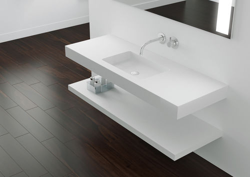 Lavabo sospeso - SOHO MURAL - HIDROBOX by absara - in Solid Surface / con piano integrato / rettangolare