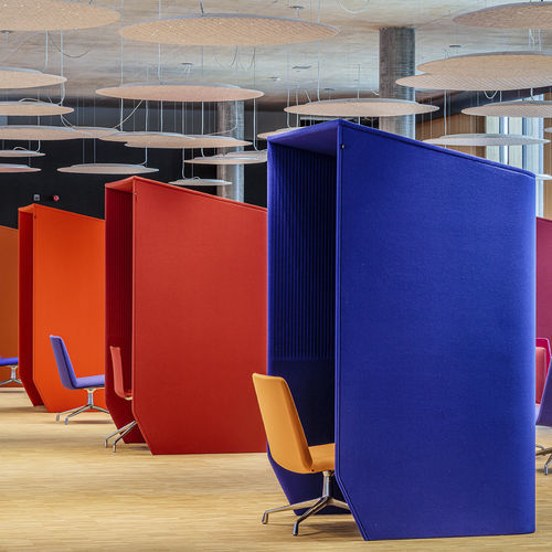 Ufficio POD acustico - BUZZIBOOTH - BuzziSpace - con illuminazione LED integrata / con presa di corrente integrata / in legno