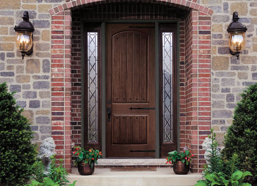 Porta d'ingresso - ARCHITECT SERIES® PLANK 2 PANEL ARCH - PELLA - in fibra di vetro / battente / semivetrata