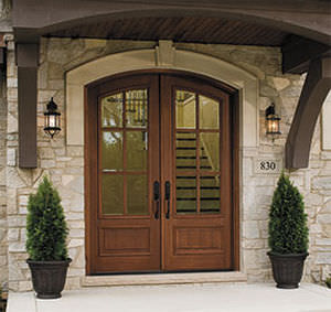 Porta d'ingresso - CLASSIC - PELLA - in legno / battente / semivetrata