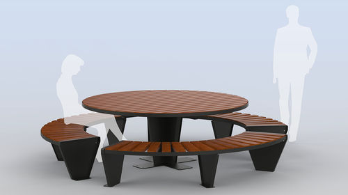 Tavolo da picnic contemporaneo - 484 - DIMCAR s.r.l. - in legno / in acciaio galvanizzato / rotondo